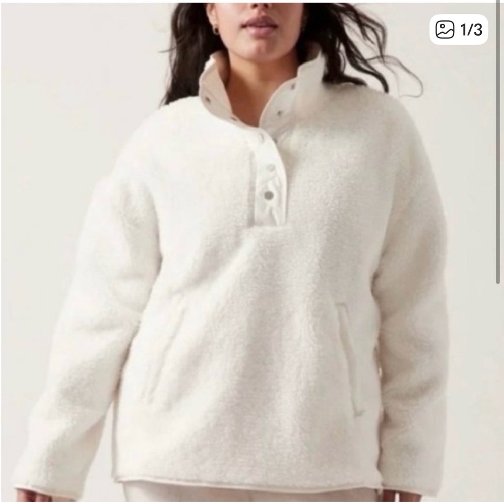Athleta Cream Sherpa Pullover